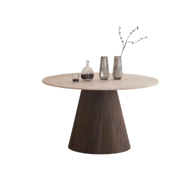 KIMBERLY Braun DT Ø 130 – Luxuriöser runder Esstisch (Ø 130 × H 76 cm)